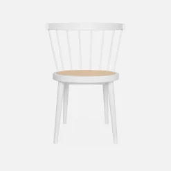 4er-Set Stühle aus Holz und Rattan-Geflecht