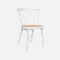 4er-Set Stühle aus Holz und Rattan-Geflecht
