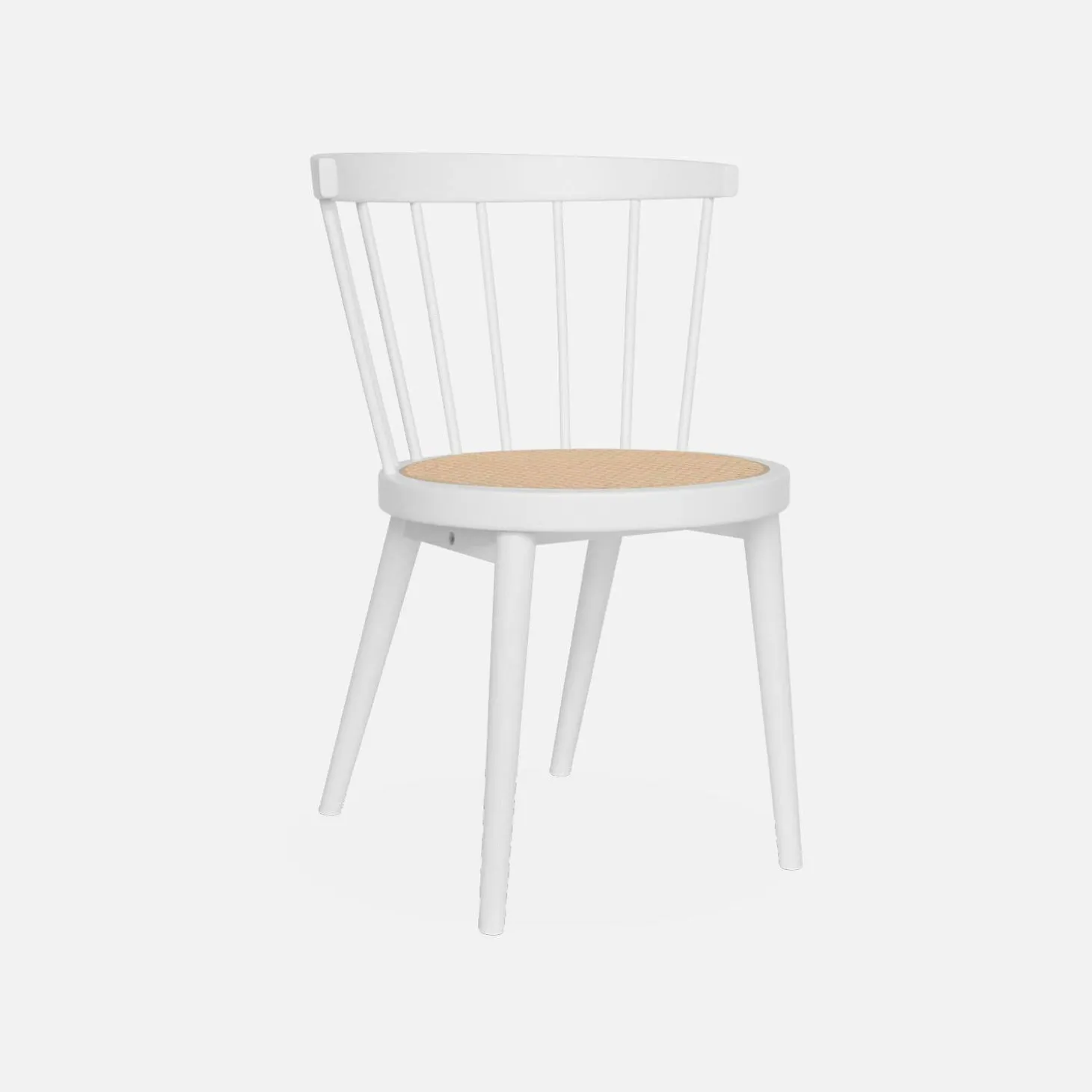 4er-Set Stühle aus Holz und Rattan-Geflecht