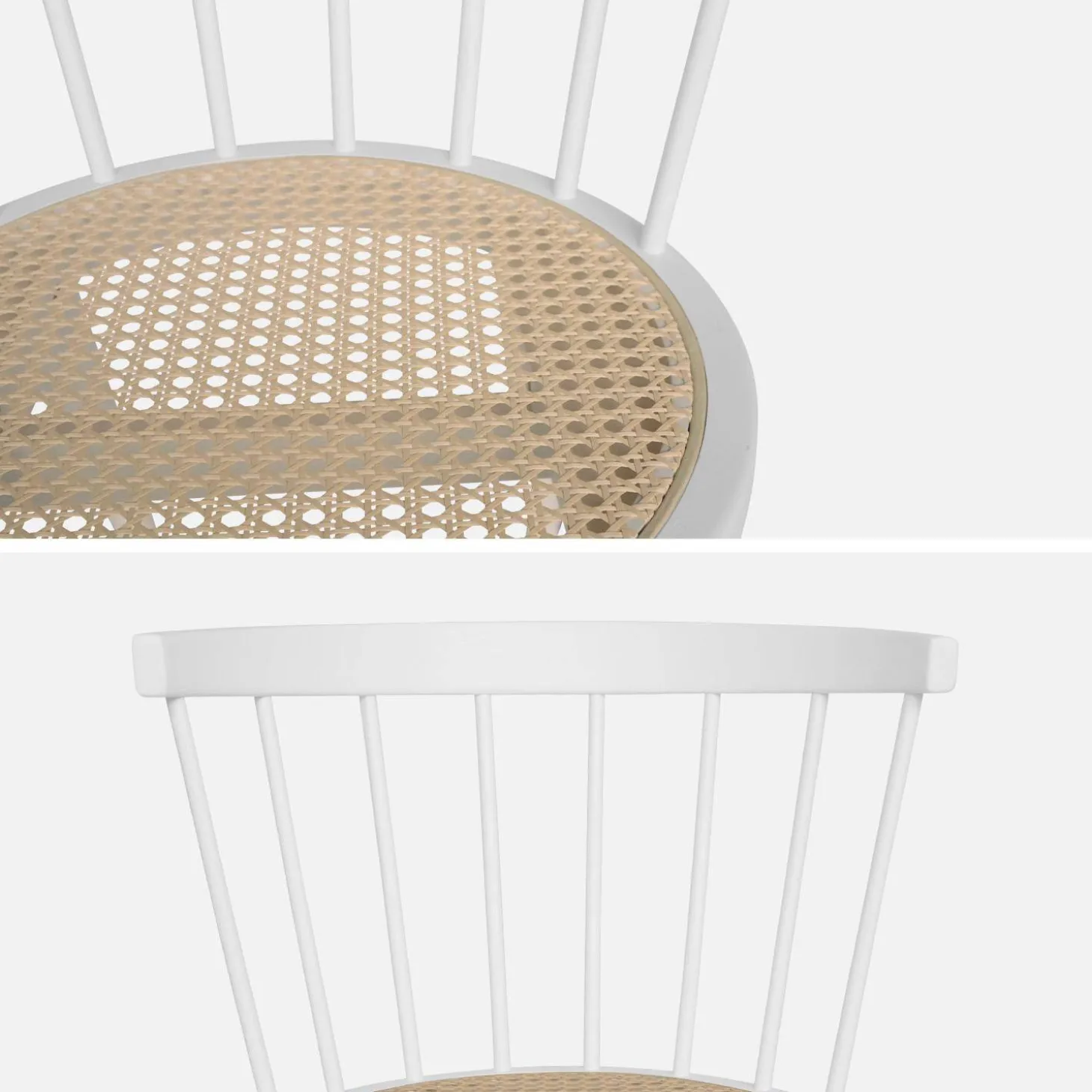 4er-Set Stühle aus Holz und Rattan-Geflecht