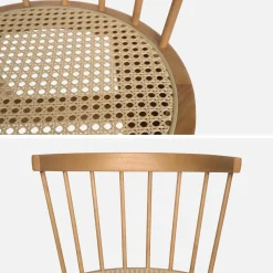2er-Set Stühle aus Holz und Rohrgeflecht