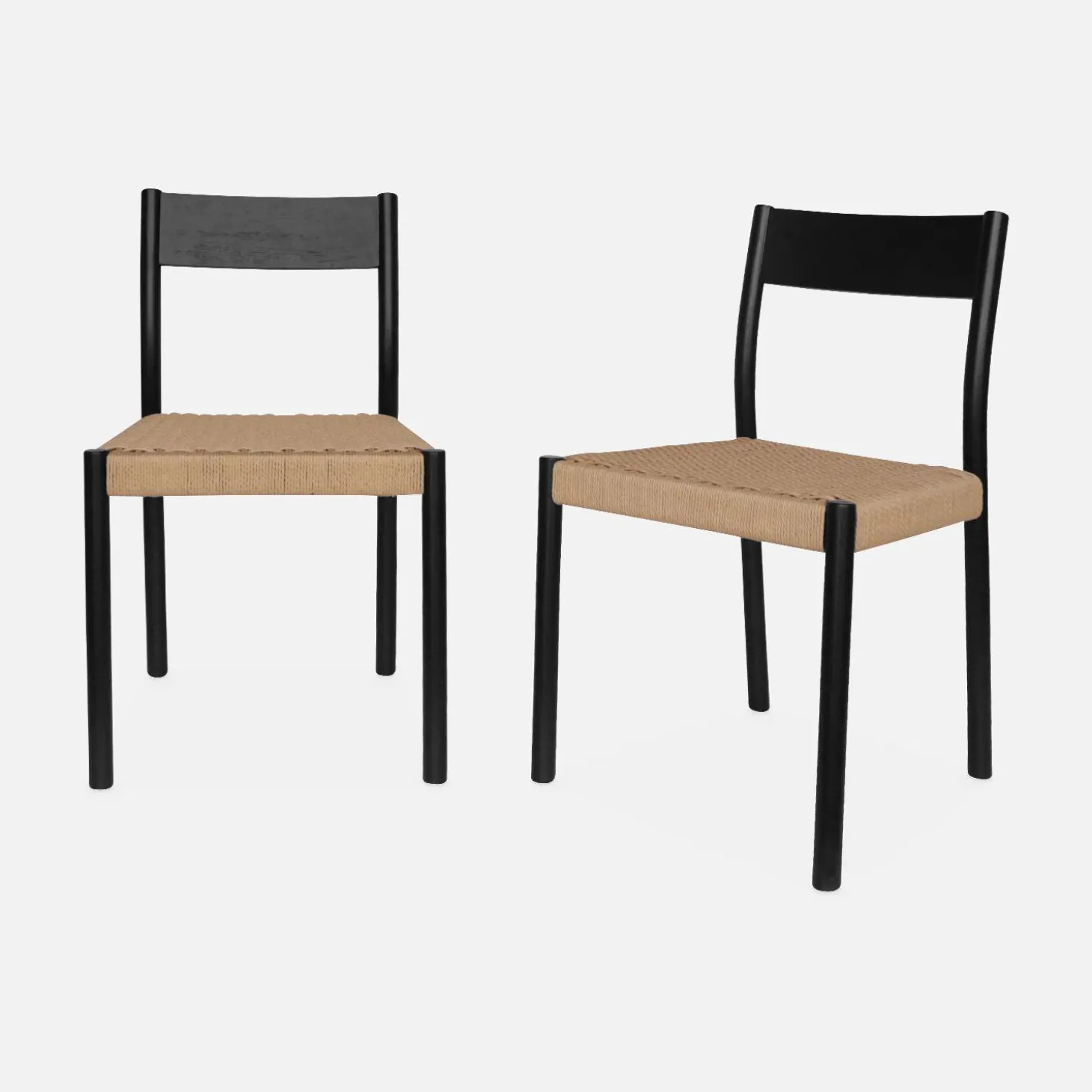 2er-Set Stühle aus Holz und Seilgeflecht