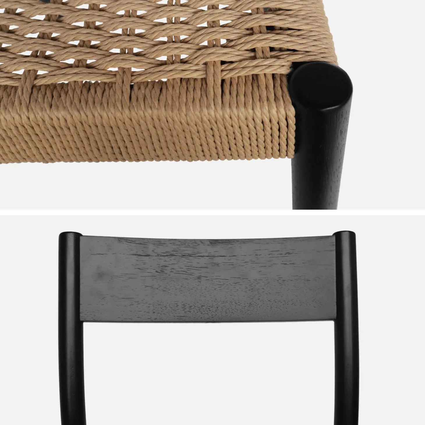 2er-Set Stühle aus Holz und Seilgeflecht