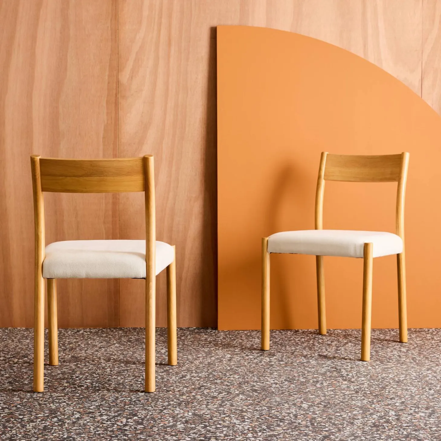 2er-Set Stühle im Bohème-Stil aus Hevea-Holz und Stoff