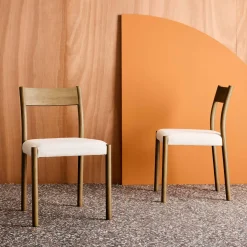 2er-Set Stühle im Bohème-Stil aus Hevea-Holz und Stoff