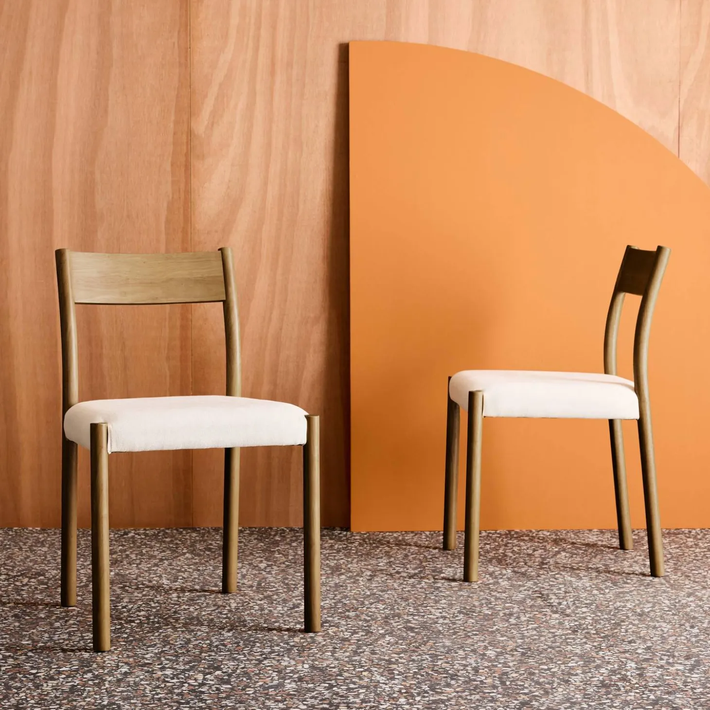 2er-Set Stühle im Bohème-Stil aus Hevea-Holz und Stoff