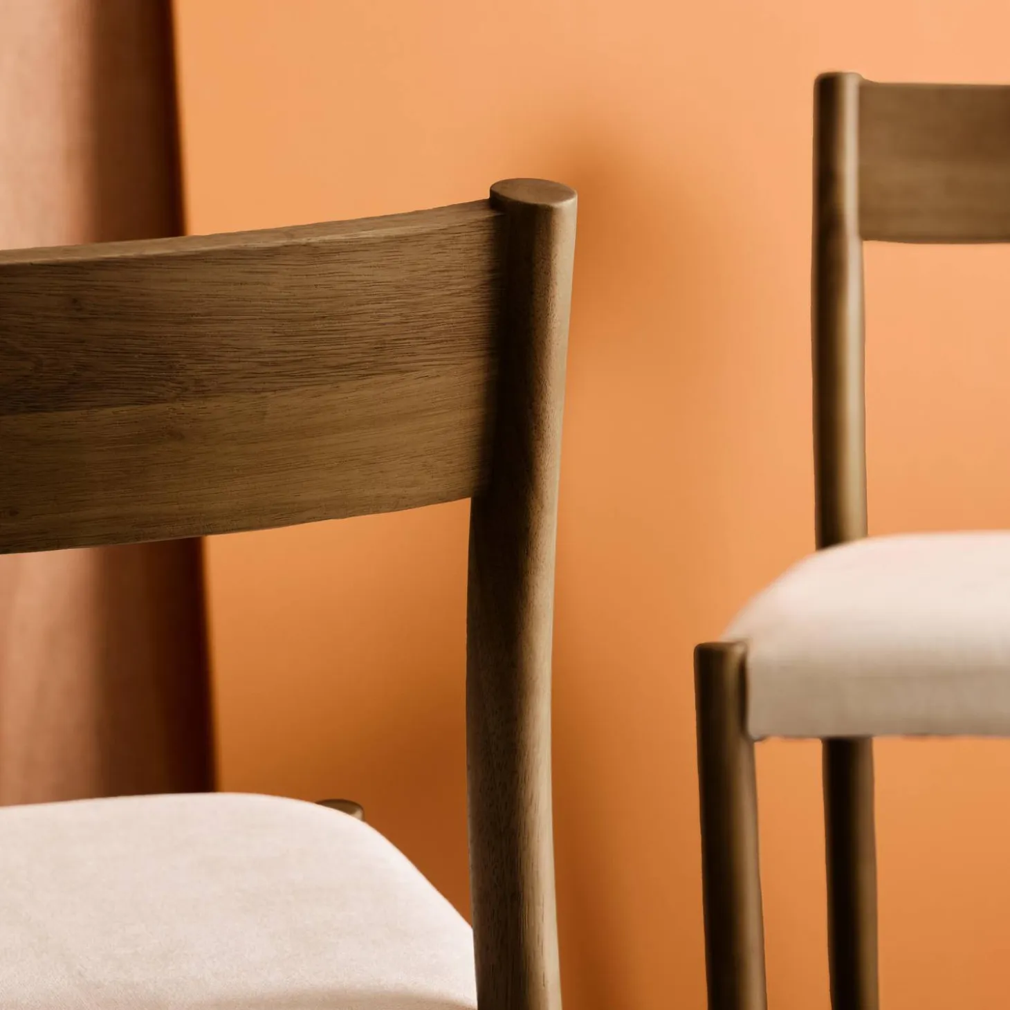 2er-Set Stühle im Bohème-Stil aus Hevea-Holz und Stoff
