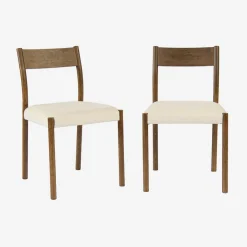 2er-Set Stühle im Bohème-Stil aus Hevea-Holz und Stoff