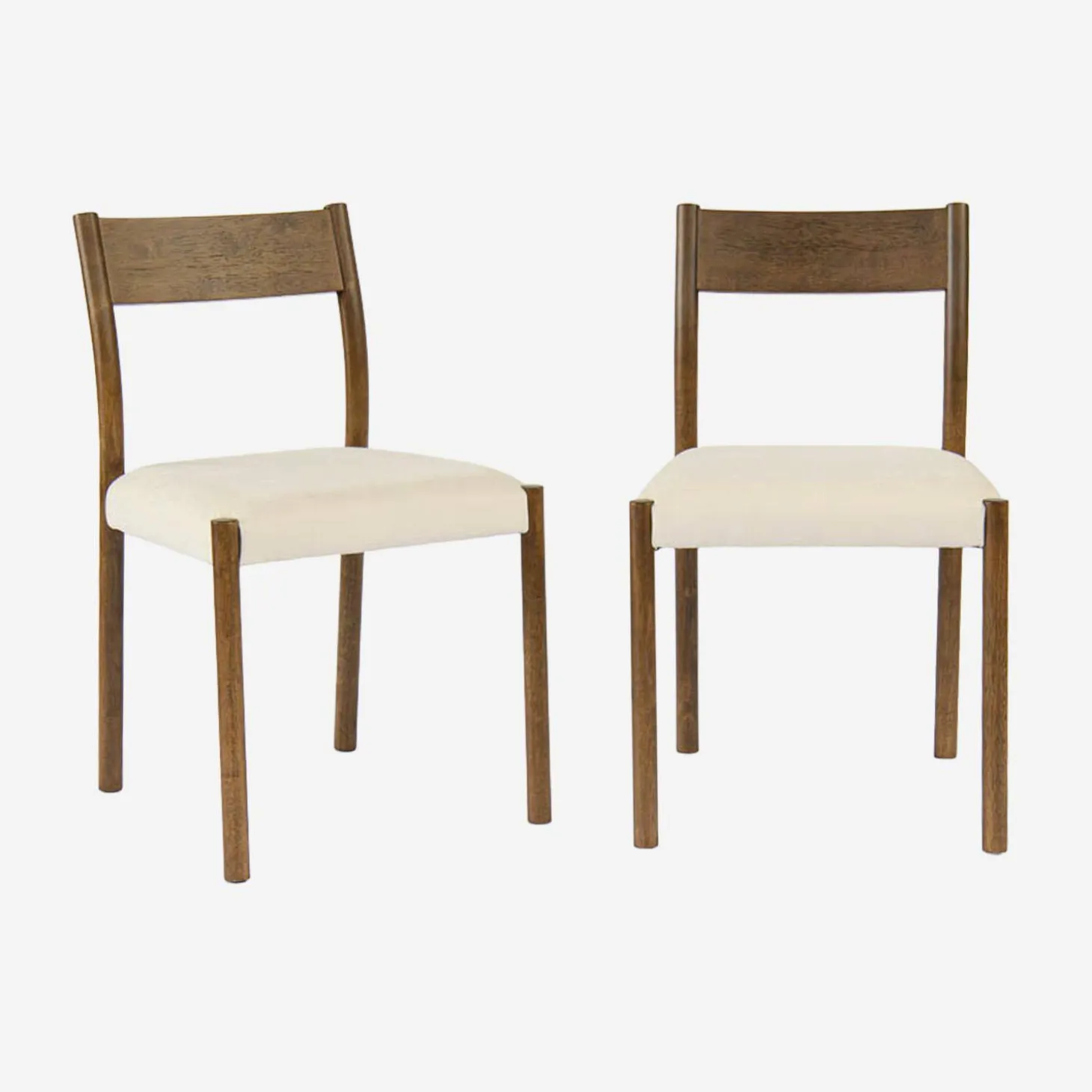 2er-Set Stühle im Bohème-Stil aus Hevea-Holz und Stoff