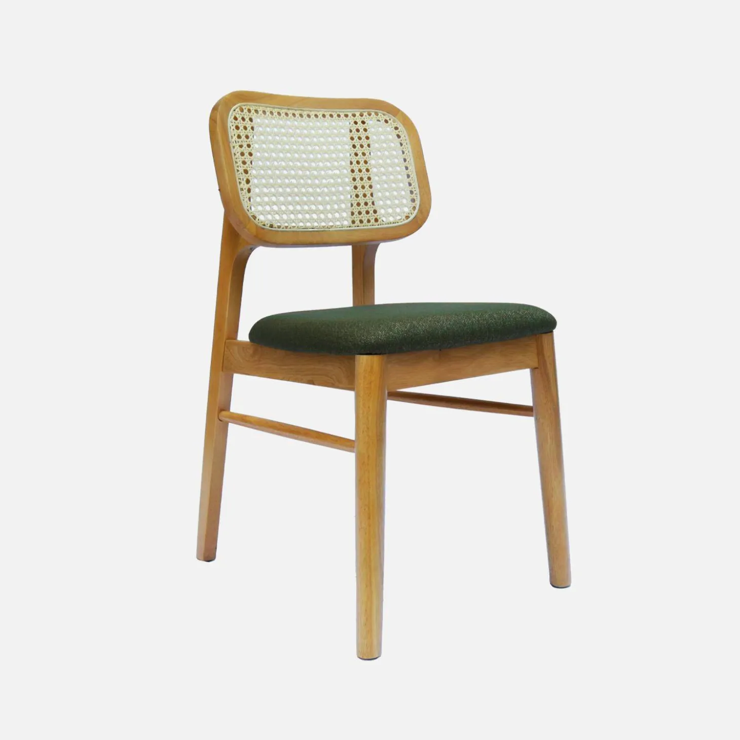 2er-Set Stühle im Bohème-Stil aus Hevea und Rattan-Geflecht