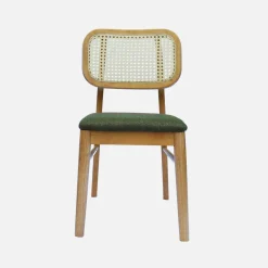 2er-Set Stühle im Bohème-Stil aus Hevea und Rattan-Geflecht
