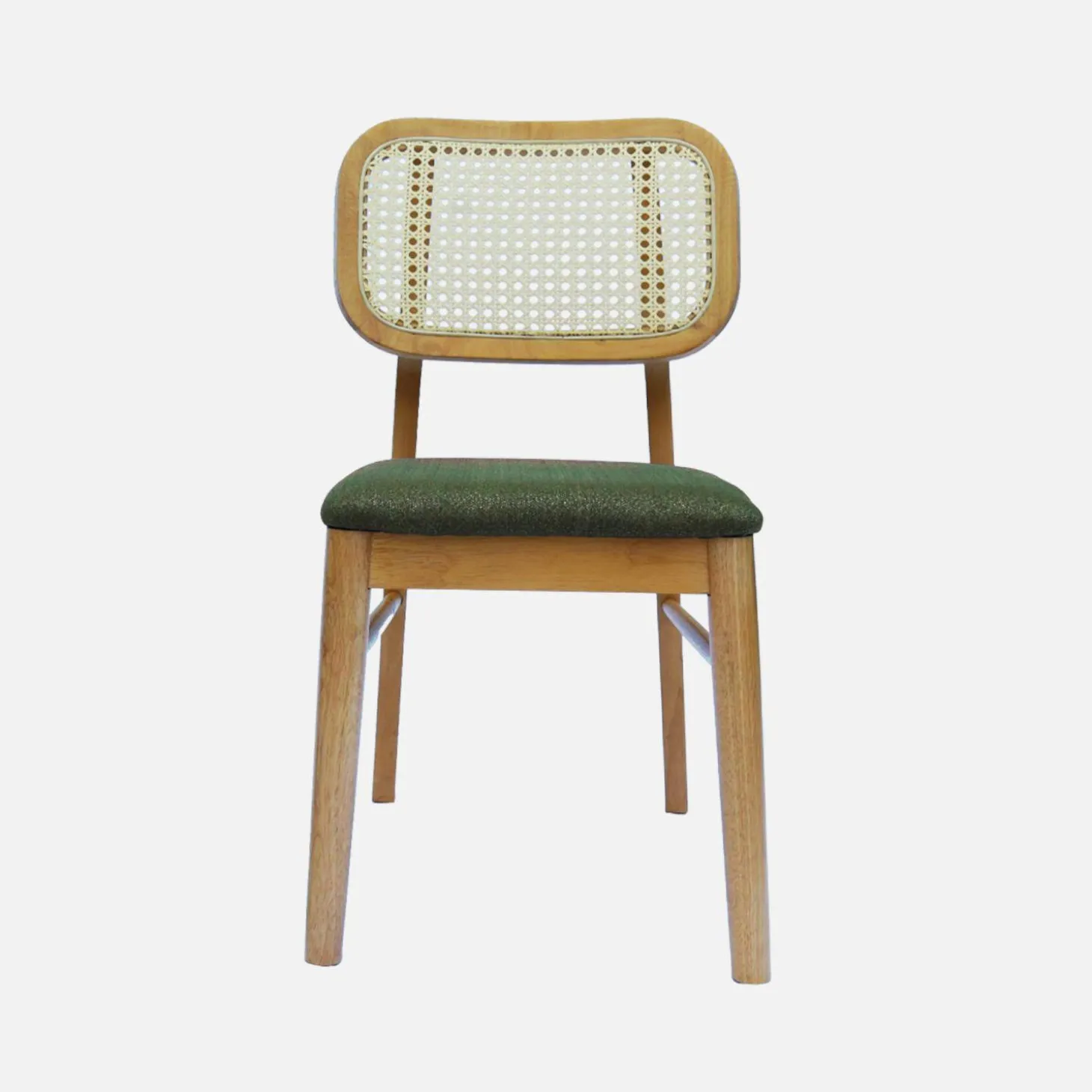 2er-Set Stühle im Bohème-Stil aus Hevea und Rattan-Geflecht