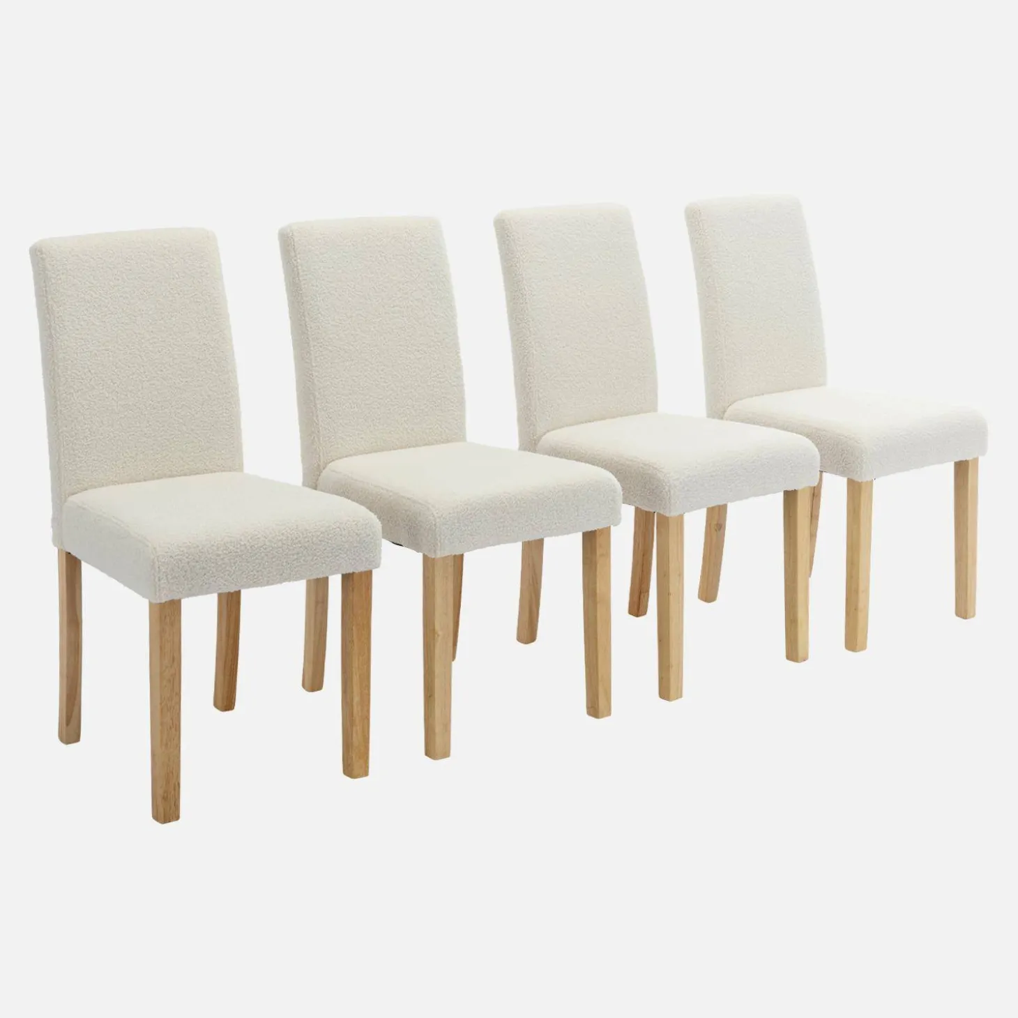 4er-Set Stühle mit Bouclé-Bezug und Holzbeinen