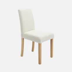 4er-Set Stühle mit Bouclé-Bezug und Holzbeinen