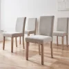 4er Set Stühle mit Cordbezug und gekälkten Holzbeinen