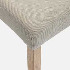 4er Set Stühle mit Cordbezug und gekälkten Holzbeinen