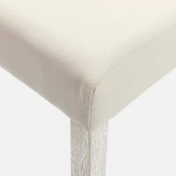 4er Set Stühle mit Stoffbezug und gekälkten Holzbeinen