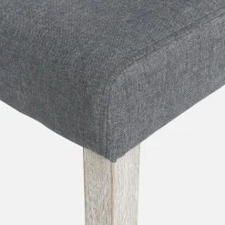 4er Set Stühle mit Stoffbezug und gekälkten Holzbeinen