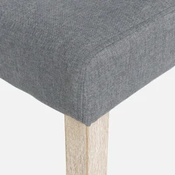 4er Set Stühle mit Stoffbezug und gekälkten Holzbeinen