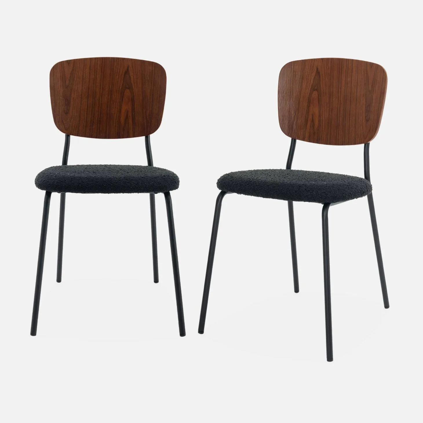 2er-Set Stühle mit strukturiertem Bouclé-Sitz