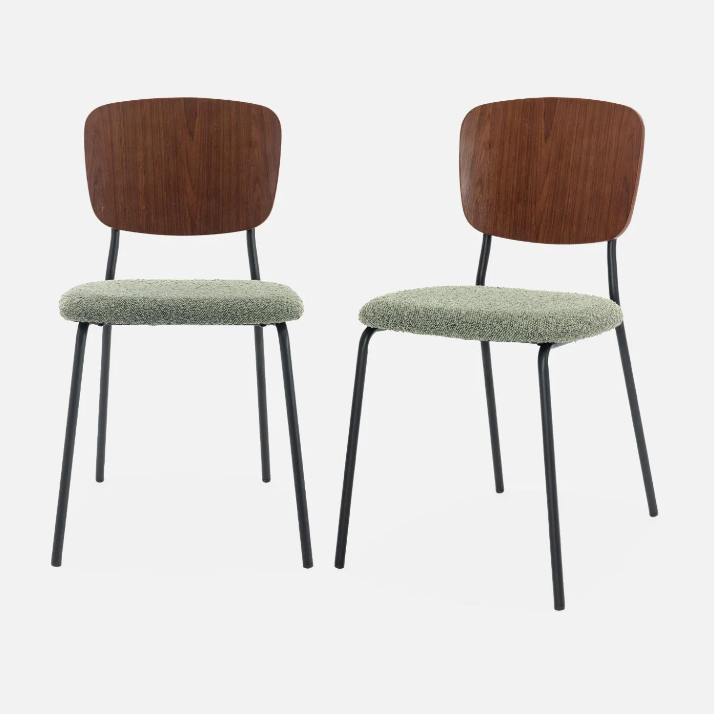 2er-Set Stühle mit strukturiertem Bouclé-Sitz