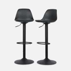 2er Set verstellbare Barhocker mit Sitzbezug aus Kunstleder