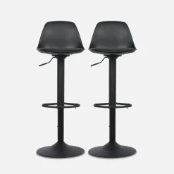 2er Set verstellbare Barhocker mit Sitzbezug aus Kunstleder