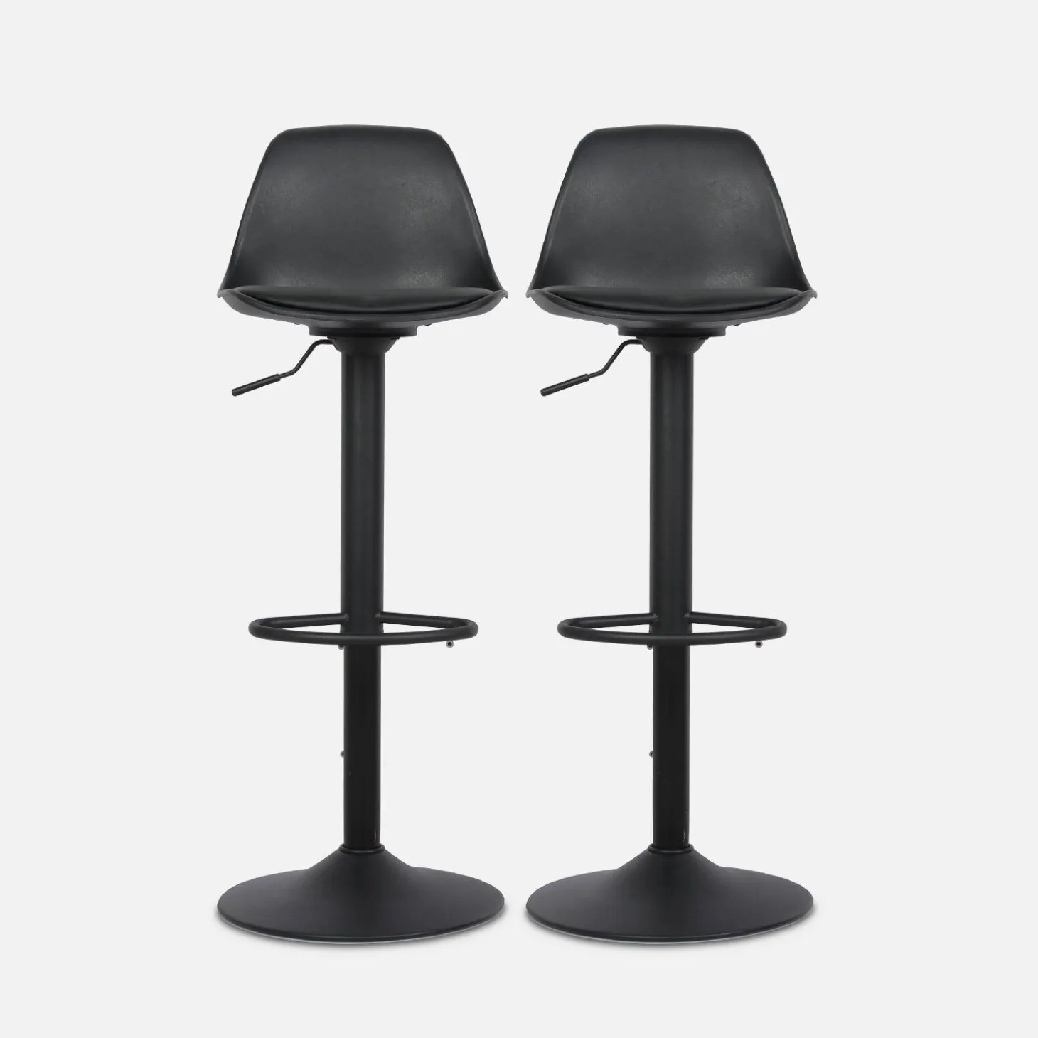 2er Set verstellbare Barhocker mit Sitzbezug aus Kunstleder