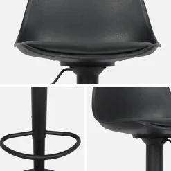2er Set verstellbare Barhocker mit Sitzbezug aus Kunstleder
