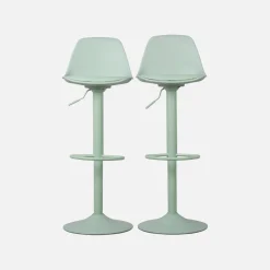 2er Set verstellbare Barhocker mit Sitzbezug aus Kunstleder