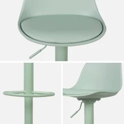 2er Set verstellbare Barhocker mit Sitzbezug aus Kunstleder