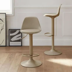 2er Set verstellbare Barhocker mit Sitzbezug aus Kunstleder