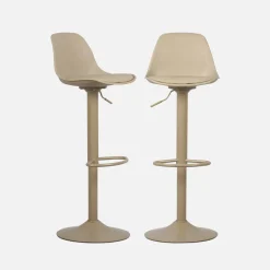 2er Set verstellbare Barhocker mit Sitzbezug aus Kunstleder