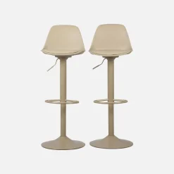 2er Set verstellbare Barhocker mit Sitzbezug aus Kunstleder