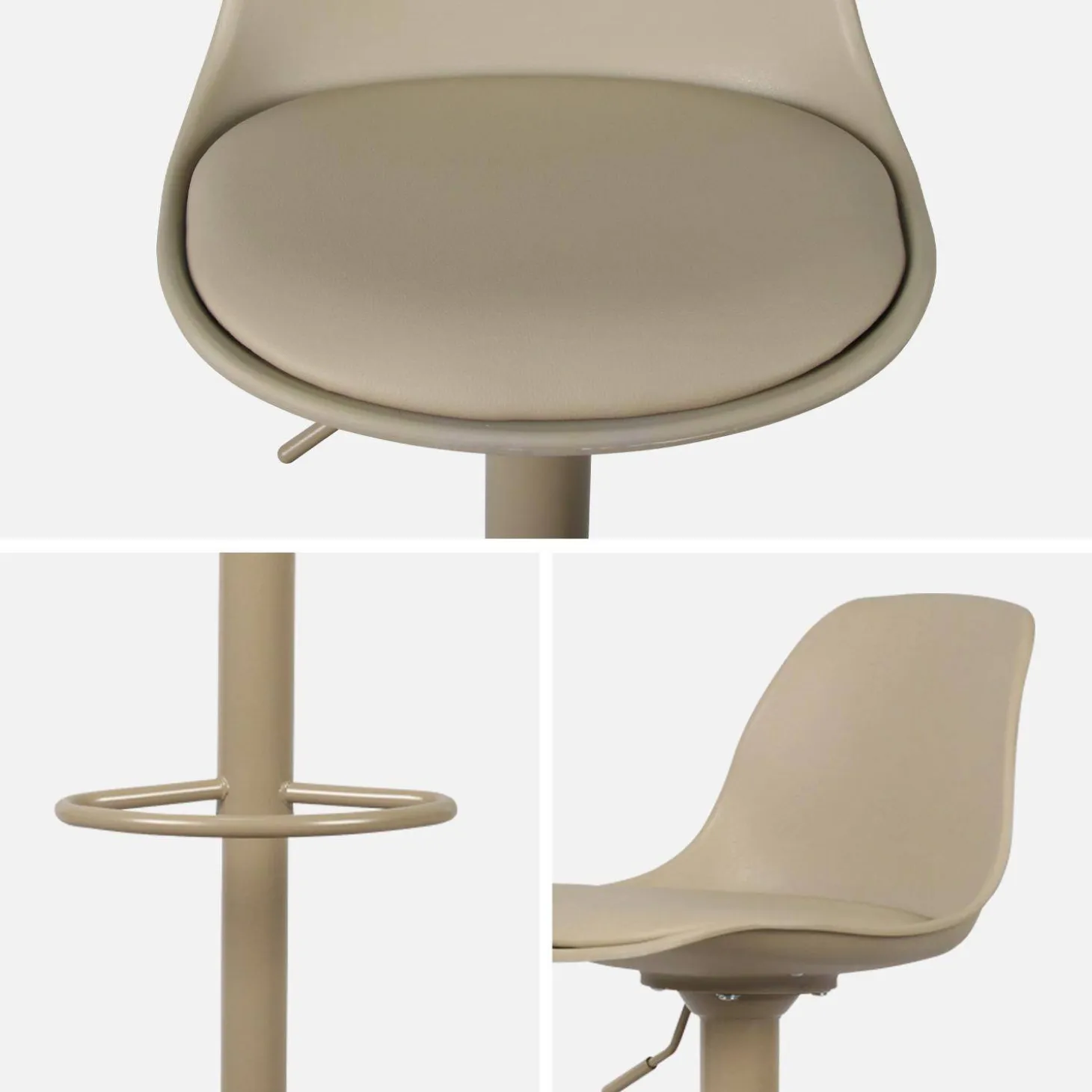 2er Set verstellbare Barhocker mit Sitzbezug aus Kunstleder