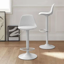 2er Set verstellbare Barhocker mit Sitzbezug aus Kunstleder