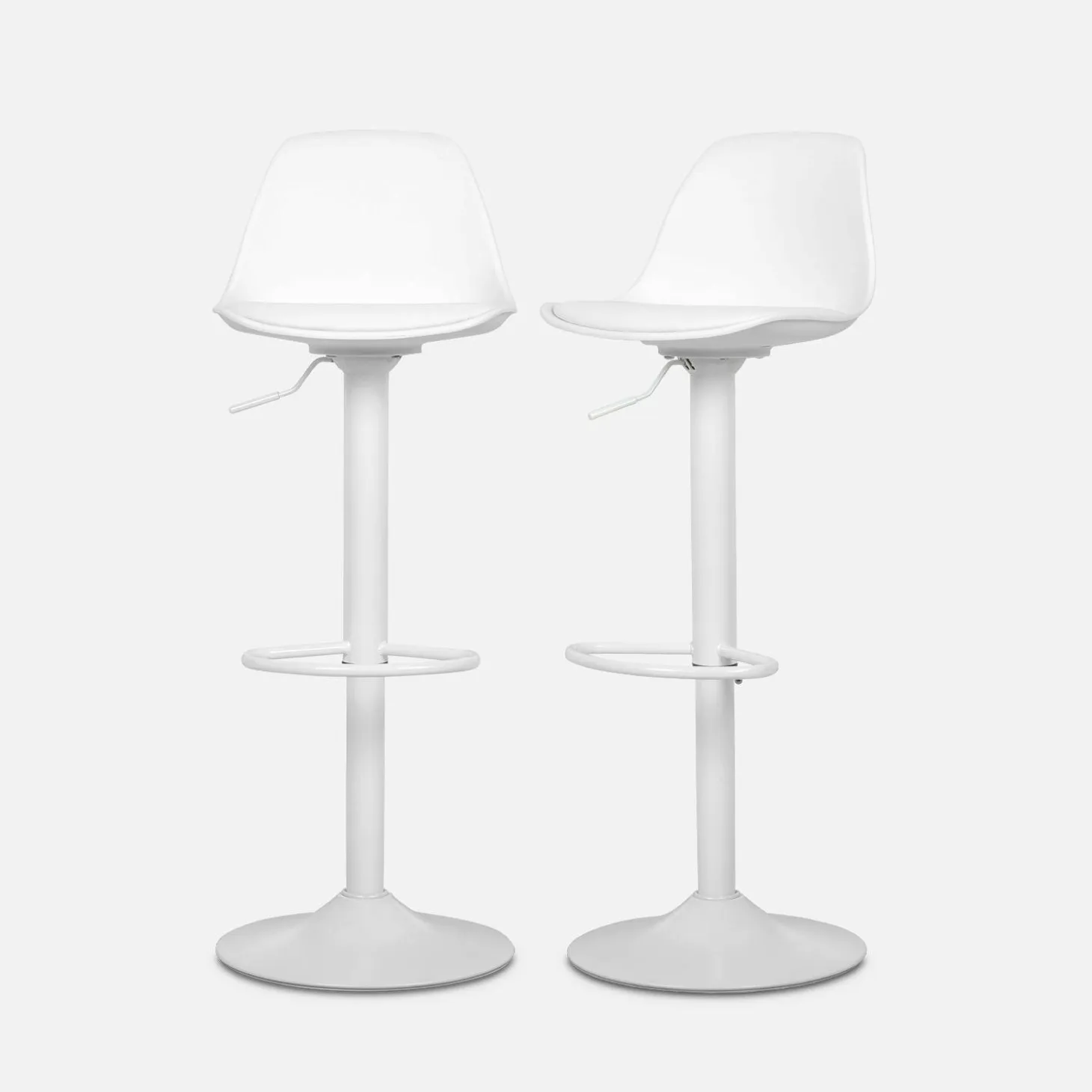 2er Set verstellbare Barhocker mit Sitzbezug aus Kunstleder