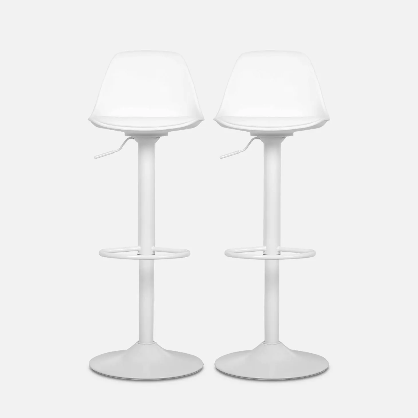 2er Set verstellbare Barhocker mit Sitzbezug aus Kunstleder
