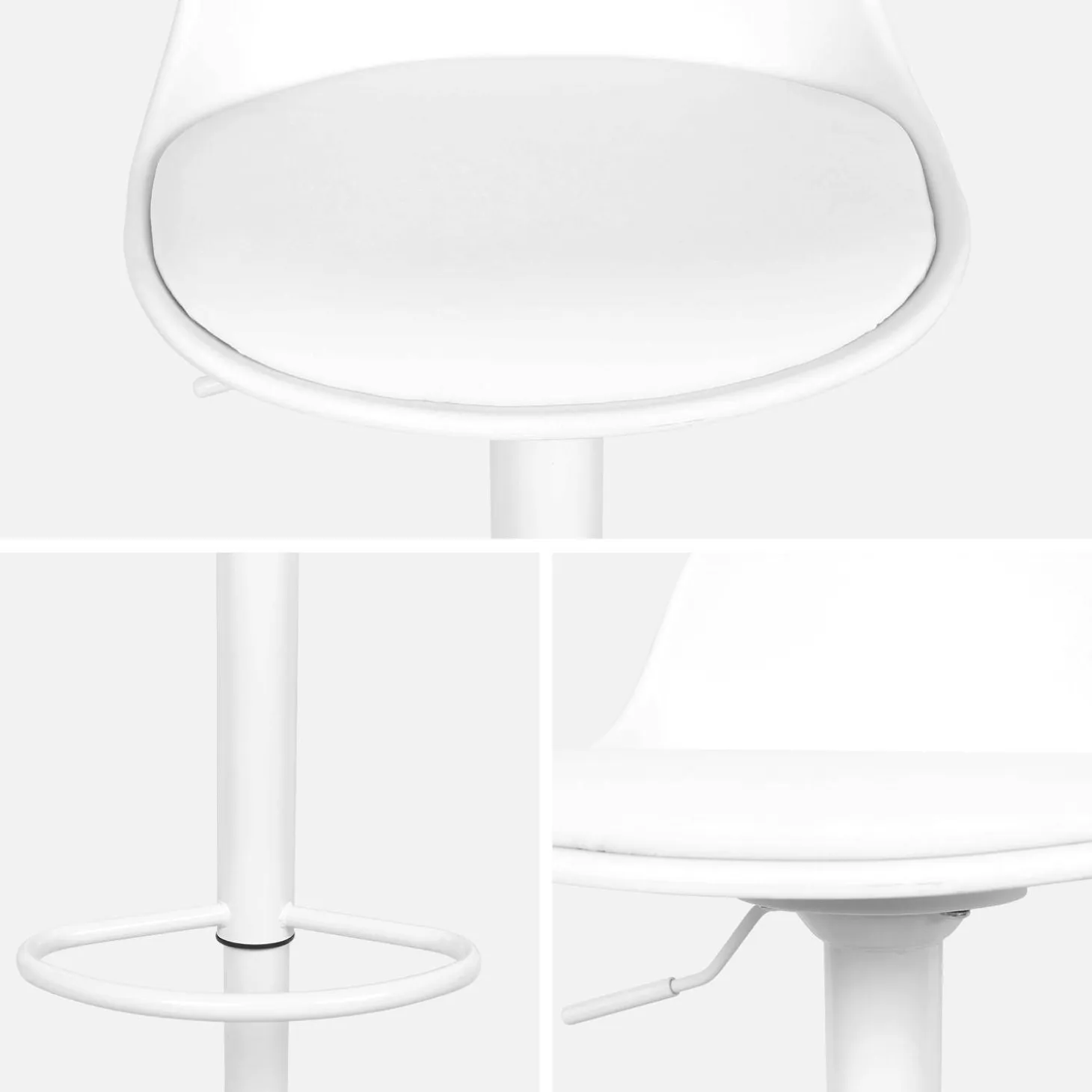 2er Set verstellbare Barhocker mit Sitzbezug aus Kunstleder