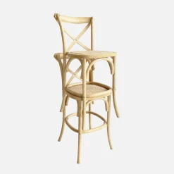 2er-Set Vintage Bistro-Barhocker aus Holz H 105 cm
