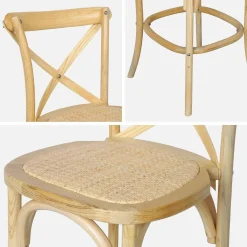 2er-Set Vintage Bistro-Barhocker aus Holz H 105 cm