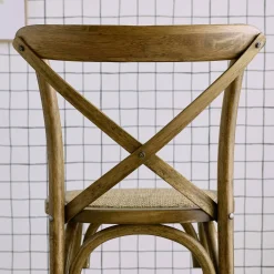 2er-Set Vintage Bistro-Barhocker aus Holz H 105 cm