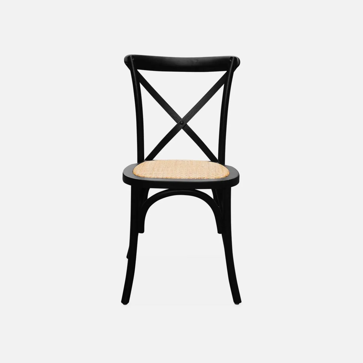 4er-Set Vintage Bistro-Stühle aus Holz mit Rattan