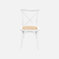 4er-Set Vintage Bistro-Stühle aus Holz mit Rattan
