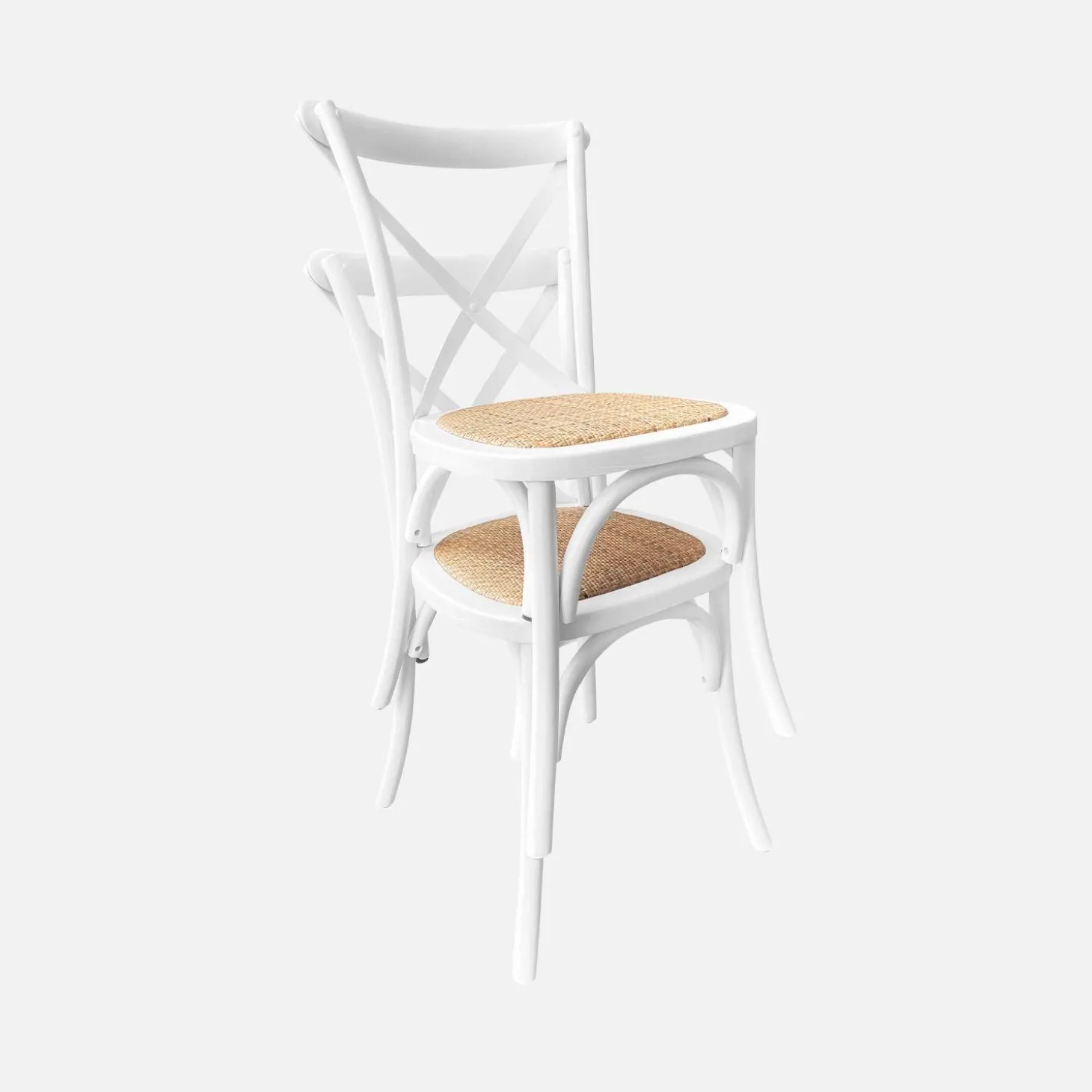 4er-Set Vintage Bistro-Stühle aus Holz mit Rattan
