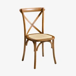 4er-Set Vintage Bistro-Stühle aus Holz mit Rattan