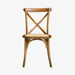 4er-Set Vintage Bistro-Stühle aus Holz mit Rattan