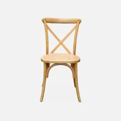 4er-Set Vintage Bistro-Stühle aus Holz mit Rattan