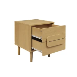 2er-Set Vintage-Nachttische im Holzlook mit 2 Schubladen