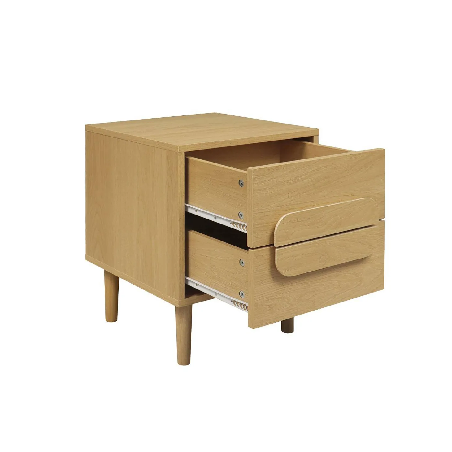 2er-Set Vintage-Nachttische im Holzlook mit 2 Schubladen